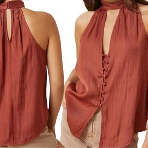 Anthropologie Cutout Halter Top in a gorgeous copper color. Size Small.